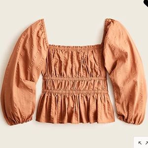 NEW w/ TAGS JCrew Puff-sleeve textured cotton top